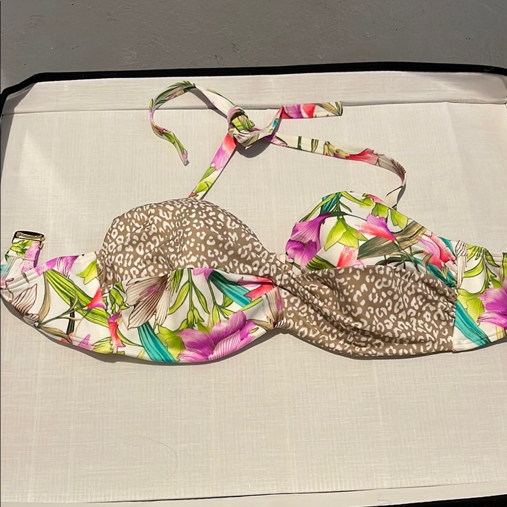 Victoria's Secret Tan and Pink Bikini with Gold Accents
